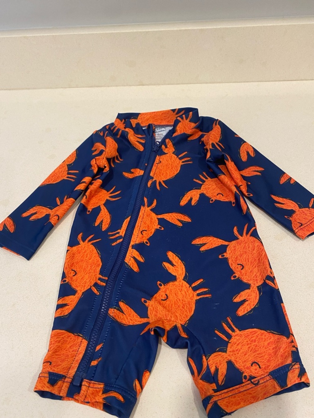 Carter's Navy One-Piece Swimsuit with Orange Crab Print